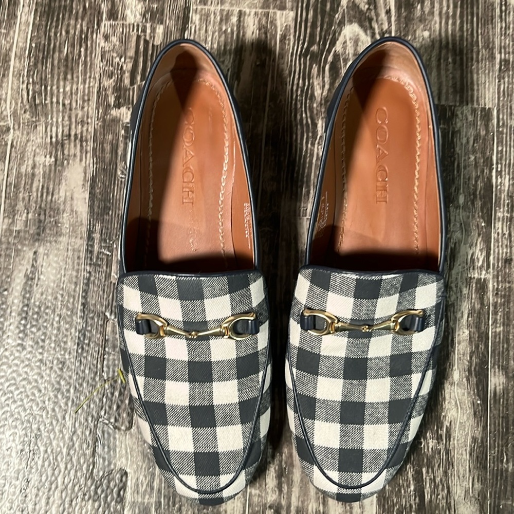 Coach Haley Loafer With Navy Gingham Print - Picture 2 of 11